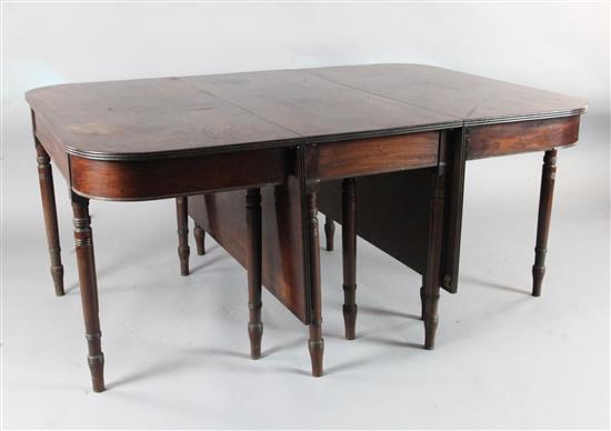 A Regency mahogany dining table, L.8ft7in. W.3ft11.5in. H.2ft4.5in.
